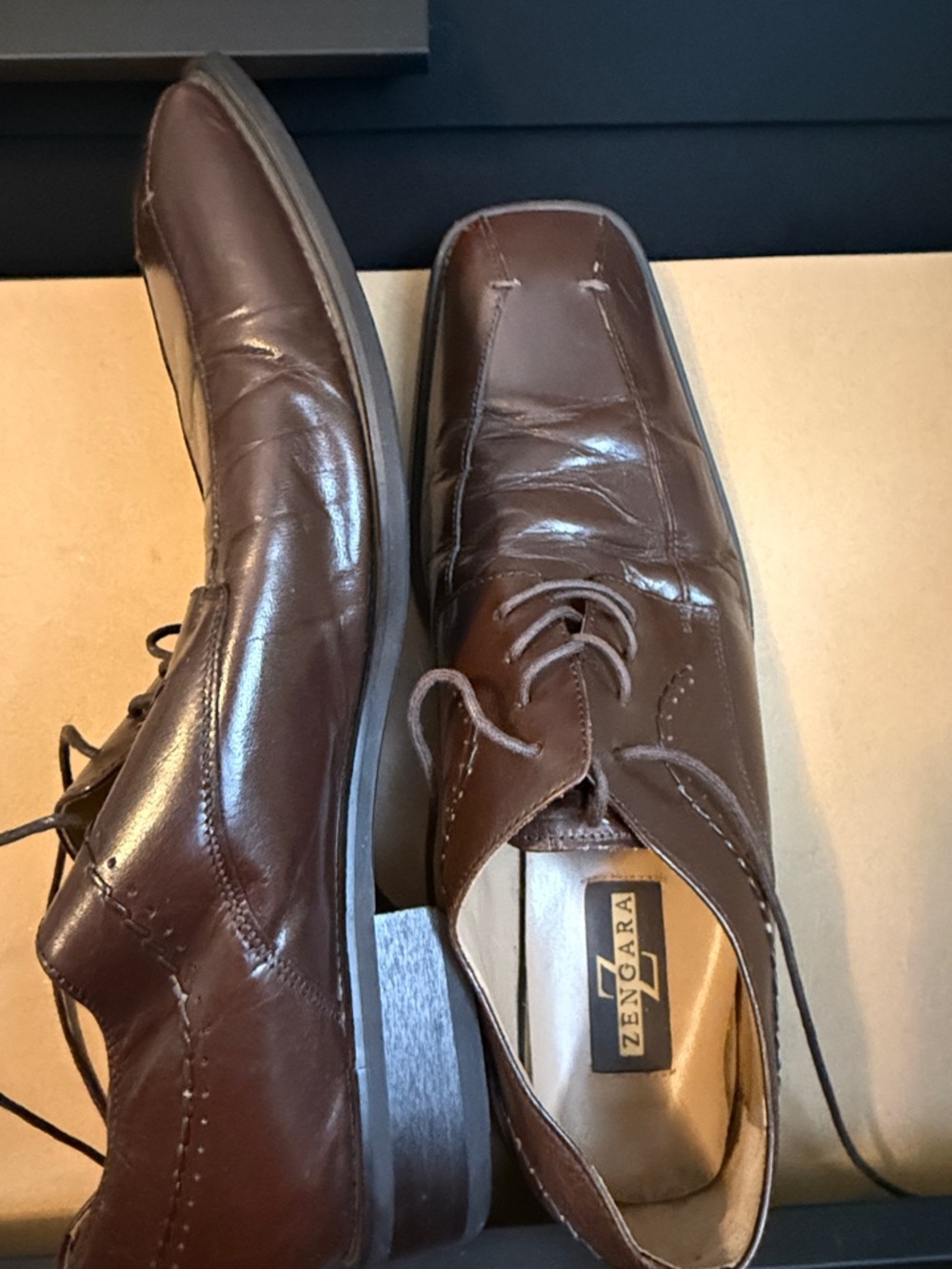 Men’s Brown Leather Derby Shoes - Sleek Lace-Up Oxfords
